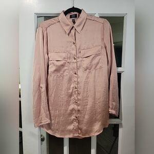 Jones New York Silky Long Sleeve Blouse Shirt sz S